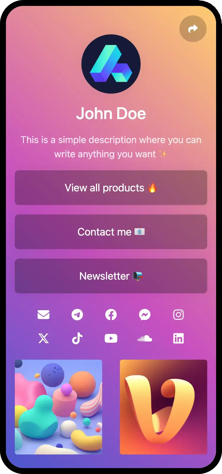 Screenshot of web page examples